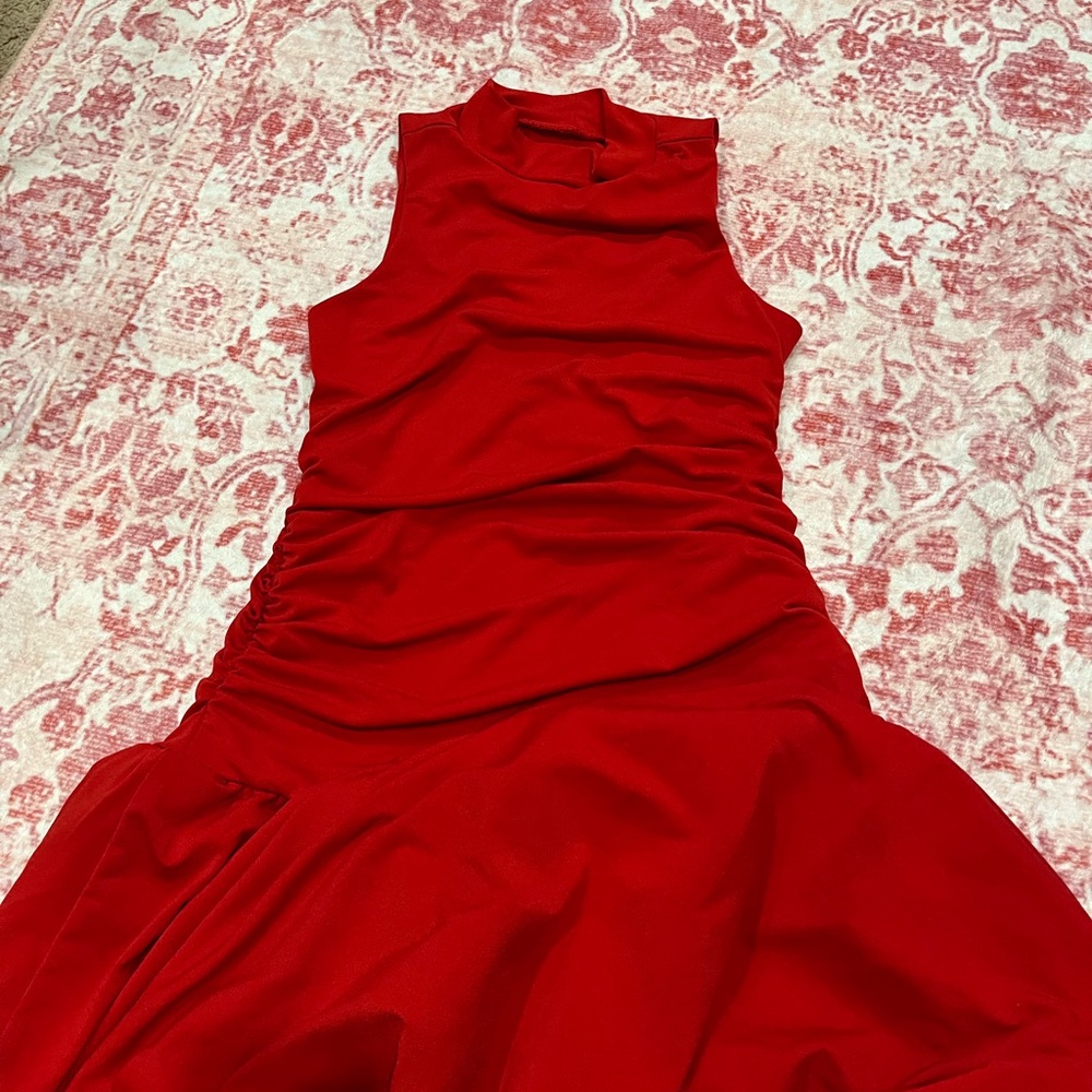 Chic Asymmetrical Red Dress